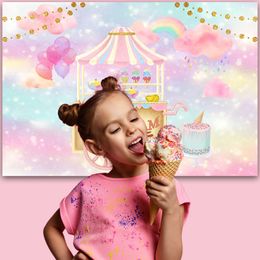 Candy Bar Shop Theme Backdrop Decor Ice Cream Car Cupcake Lollipop Sweet Baby Birthday Party Photography Background Photo Studio