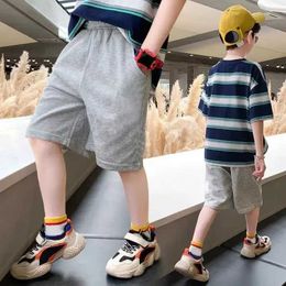 Shorts Boys Summer Shorts 2024 New Childrens Shorts Korean Edition Trend Solid Color Casual Pants Y240524