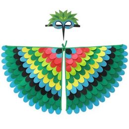 Halloween Toys Childrens Role Playing Costume Stage Performance Owl Peacock Wings Bird Felt Horn and Mask Girl Boy Halloween Party Cloak WX5.22