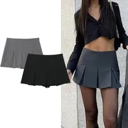 Skirts Pleated Mini Skirt Pants High Waist Grey Short Women Summer Black Shorts Streetwear Casual Women's Skort