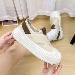 Casual Shoes Thick-soled Women's Canvas Loafers Design Sense Sneakers Slip-on Flat-bottom Platform