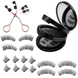 Magnetic 3D False Eyelash Set Handmade Artificial Reusable Soft and Natural Eyelashes with Eyelash curler 240510