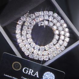 RTS 2 mm-6.5 mm VVS Moissanite Diamond Tennis Chain Bracelet Fine Jewellery Necklace 925 Sterling Silver For Men Women