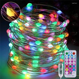 Strings Outdoor String Lights 12m 100LEDs USB Plug In 12 Colours Modes For Bedroom Garden Tree Waterproof Weding Fairy Colourful