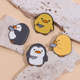 Cute Penguin Little Yellow Duck Cartoon Brooch Pin Badge