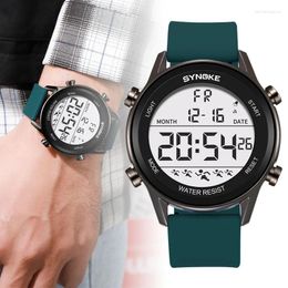 Wristwatches SYNOKE Brand Man Watch Silicone Strip Simple Style Watches 50M Waterproof Outdoor Sports Electronic Clock Reloj Hombre