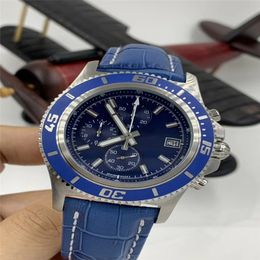 Free shipping Luxury watch quartz stopwatch Stainless watches Blue dial man watch luxury wristwatch 251 347y
