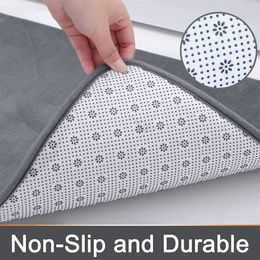 Olanly Silicone Bath Mat Non-Slip Shower Bathroom Rug Memory Foam Carpet Soft Foot Mat Stone Floor Super Absorbent Quick Dry Rug