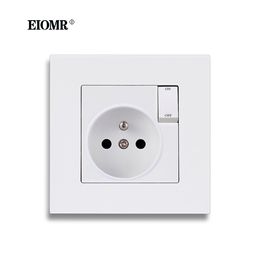 EIOMR EU French Standard Wall Socket 86 * 86mm Many New Style Panels Power Plug 250V 16A with 1 Gang 1 Way Home Switch Socket