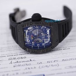 Luxury Wristwatches RM Mechanical Automatic Watch Sports Watch RM030 Mens Watch NTPT Carbon Fibre Date Display Automatic Mechanical Swiss Famous Watch 9MXX