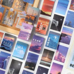 Journamm 50pcs/pack Ins Sky Landscape Stickers Mini Book Decor Junk Journal DIY Scrapbooking Adhesive Craft Stickers Stationery