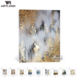 Christmas wall decorations gold paintings for home Handmade oil painting on canvas pictures on the wall for living room bedroom 240507