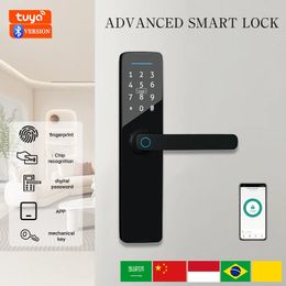 PHIPULO TUYA digital electronic lock smart door lock smart home wooden door lock biometric fingerprint lock keyless unlocking 240510