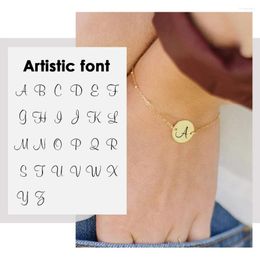 Link Bracelets Fashion Gold Colour Stainless Steel Double Hole Small Disc Pendant Bracelet On The For Women Jewellery Friendship Gifts