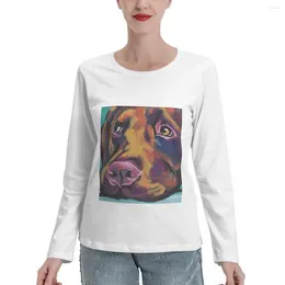 Women's Polos Chocolate Labrador Retriever Dog Bright Colorful Art Long Sleeve T-Shirts Black T Shirts Designer Clothes Women Luxury