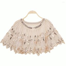 Ethnic Clothing Women Sequin Cape Beaded Bridal Cover Up Evening Party Flapper Deco Free Size Shawl Wraps Comfy Fashion