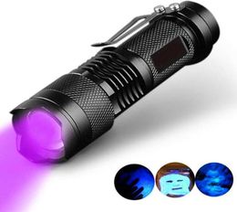 LED UV Ultraviolet Torch With Zoom Function Mini UV Black Light Pet Urine Stains Detector Scorpion Hunting Torches7954902
