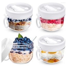 Storage Bottles 4 Pcs Overnight Oats Container With Lids And Spoons 20Oz Jars Airtight Yogurt For Milk Fruit