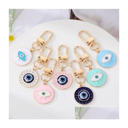 Key Rings Round Evil Eye Keychain Ring For Friends Couples Boho Blue Turkish Bag Car Keyring Charm Accessories Drop Delivery Jewellery Otcg1