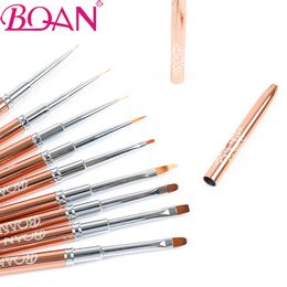 BQAN Rose Gold UV Gel Painting Drawing Brush Acrylic Nail Brush Liner Brush Nail Lines Drawing Brushes Manicure Nail Art Tools