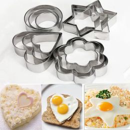 Baking Moulds Stainless Steel baking Mould Cookie Cutters Plunger Biscuit DIY Mould Star Heart for baby kids ZZ