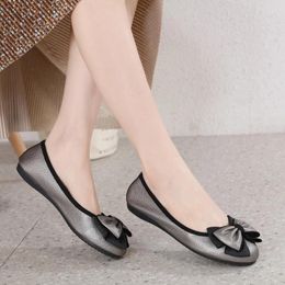 Casual Shoes Ladies On Sale Large Size Single Simple Pure Colour Bowknot Rhinestone Low Heel Zapatos Para Damas En Oferta