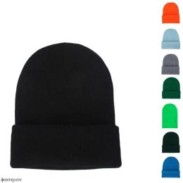 Winter Hats Korean Casual Set Head Men Women Knit Cap Grey Blue Black White Red Elastic Warm Wool Hat