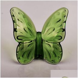 Decorative Objects Figurines Colored Glaze Crystal Butterfly Ornaments Home Decoration Crafts Holiday Party Gifts Mariposas Decors Roo Dhtbm