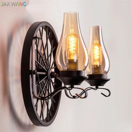 Wall Lamp Industrial Loft Vintage Retro Iron Wheel Light For Living Room Bedroom Aisle Corridor Indoor Lighting Home Decor