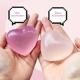 1PC Pochromic Squeeze Toys TPR Love Heart Relief Stress Ball Discoloration Under Light Decompression Toy 240522