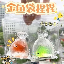 Decompression Toy New transparent goldfish lucky bag TPR soft slow rebound toy office stress relief toy cute goldfish clip music violin toy S2