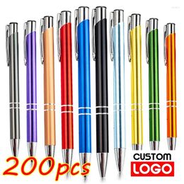 200pcs Metal Ball Pen Custom Logo Promotional Gift Personalized Giveaway Advertising Wholesale Laser Engraving Name Text