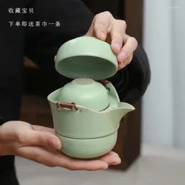 Teaware Sets 4 Pcs Chinese Tea Set Porcelain Outdoor Kongfu Gaiwan Cups Portable Teapot Ceramic With Bag Office Ceremony