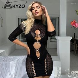 Casual Dresses Beach Wear Mesh Backless Dress Hollow Out Fishnet Hip Skirt Night Women Sheer Sexy Lingerie See Through Nightwear