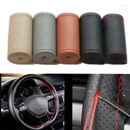 Steering Wheel Covers Cover Leather Hand Sewing Sport Cowhide Sheepskin For Auto SUV Handle Control