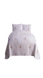 White Embroidery Cotton Bedcover Bedspread Quilted Quilts Home Bedding Set Coverlets KingSize MattressTopper Quilted Sheets Patchw8216789