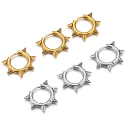 Hoop Earrings 10pcs Fashion Stainless Steel Trendy Gear Cone Spiked For Gifts Women Men Jewelry Findings Wholesale