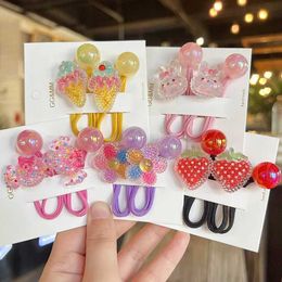 Hair Accessories Hair band 2PCS Cute Cartoon Strawberry Candy Girl Elastic Hair Band Childrens Princess Hair Accessories Childrens Hair Tie Baby Headwear WX5.22