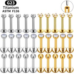 10PCS ASTM 36 G23 Piercing Labret Lip Ring Stud Earring CZ Ear Tragus Cartilage Helix Daith Pierc Jewelry 161820g 240523