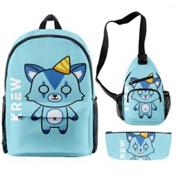 Backpack ItsFunneh Krew District Merch Backpacks 3 Pieces Sets Unique Zipper Daypack Harajuku Traval Bag Adult Kids School Funny Bags