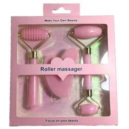 Face Massager 3-piece resin roller massage machine for facial and body care Gua Sha NotJade Stone massager beauty health skin tool Q240523