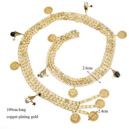 Cinture a catena in vita piazza in oro in oro iraq gioielleria da sposa fasce di monete curdi accessori per abiti kaftan accessori per il corpo arabo gioielli bijoux q240523