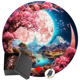 Puzzles 3D Flower Moon Wooden Puzzle for Kids Adults Educational Brain Teaser Toy With Animal Anime Themes Games Interactive Activities Y240524