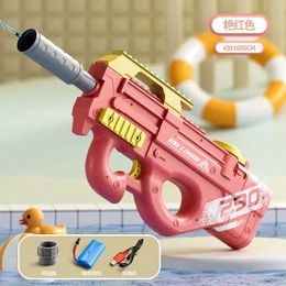 Sand Play Water Fun Gun Toys 2024 New P90 Electric Water Gun Shooting Toy Fully Automatic Summer Beach Childrens Outdoor Fun Toy Boys and Girls Adult Toy WX5.22