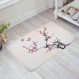 Carpets Chinese Style Plum Blossom Butterfly Anti-slip Bath Carpet Bathroom Kitchen Bedroon Floor Mats Indoor Soft Entrance Doormat