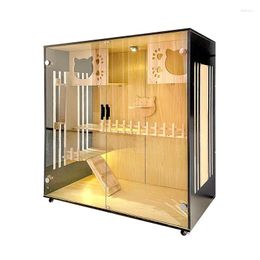 Cat Carriers Cage Villa Household Solid Wood IndoorCabinet Cattery Ouse Luxury Large Double-Layer