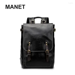 Backpack MANET Backpacks For Men Korean Multi-function Men's Soft Pu Male Computer Bags Large Capacity Laptop Mochilas