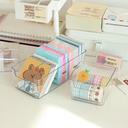 MINKYS New Kawaii Acrylic Stickers Kpop Photocards Storage Box Desktop Organizer Pen Holder School Stationery