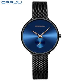 Top Luxury Brand CRRJU Women Watch Stylish Simple Ladies Daily Dress Mesh Wristwatch Fashion Wasterproof Quartz Female Clock 2896