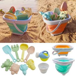 Sand Play Water Fun Sand Play Water Fun 1/11 piece summer beach toy set childrens folding bucket water bottle shovel WX5.22247